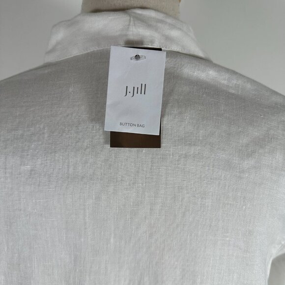 NWT J.Jill Love Linen White 1/2 Button Popover Tunic Top Shirt Size S Linen - Picture 11 of 16